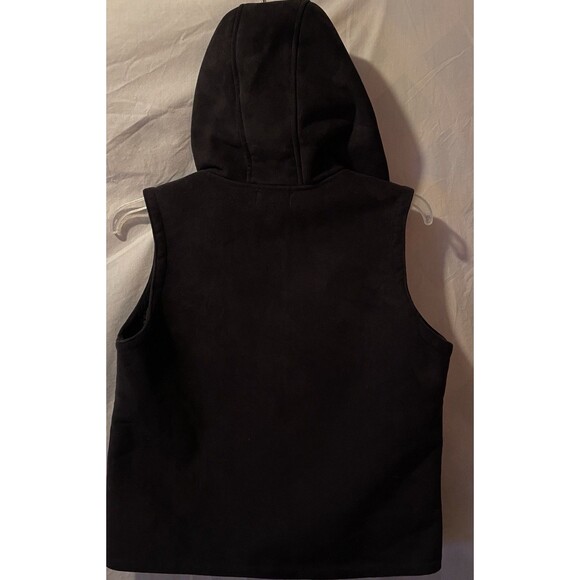 LAUREN RALPH LAUREN Suede Sherpa Lined Hooded Gray Equestrian Zip Vest M - Picture 7 of 9